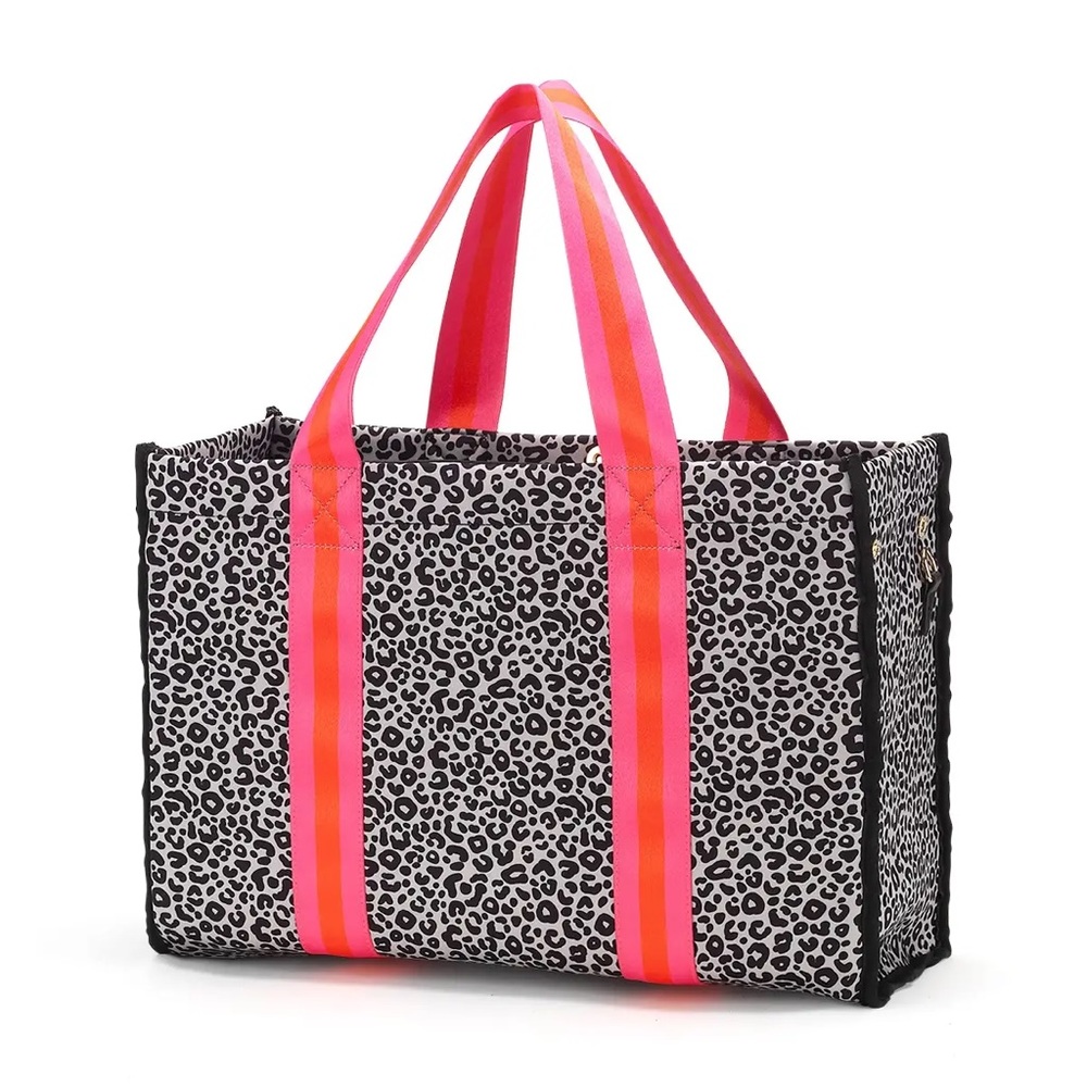 Hot Pink & Coal Leopard Neoprene Tote - Picture 2 of 4